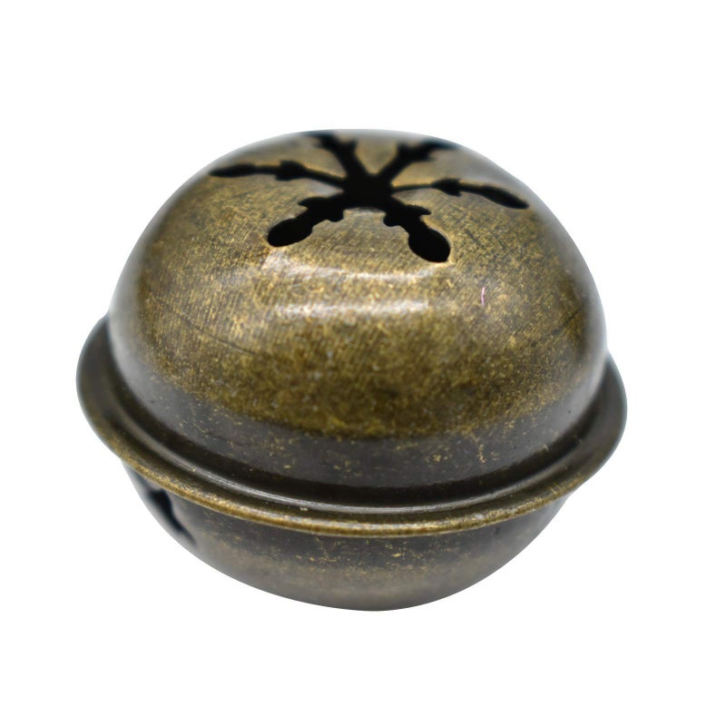 Maydahui 60 PCS Bronze Jingle Bells 1.34 Inches Star with Snowflakes Design Small Elliptical Antique Brass Bell for Crafts Christmas Decor - Image 4